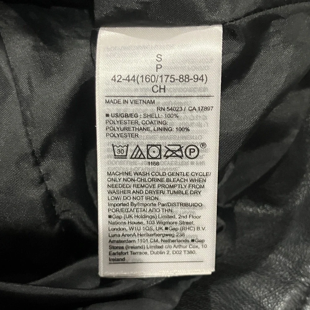 GAP Vegan Faux Leather Bikercore Full Zip Moto Jacket Women’s True Black Small - Picture 11 of 14